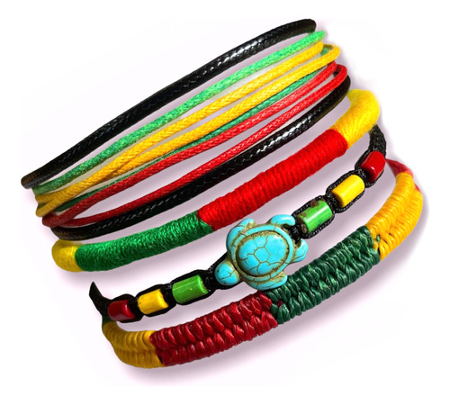 Lavip Leather Rasta - Pulsera De Trenza Hippie Con Cordón .