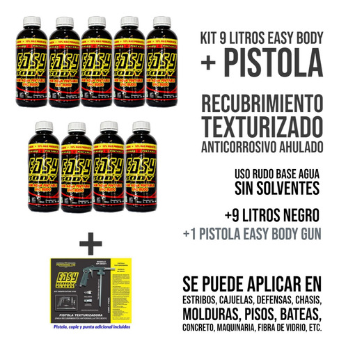 Kit 9 L Recubrimiento Texturizado Easy Body + Pistola Eb Gun