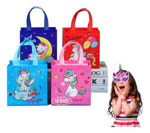 16 Bolsas Dulceros Unicornios Bolos Fiesta Infantil Cumple