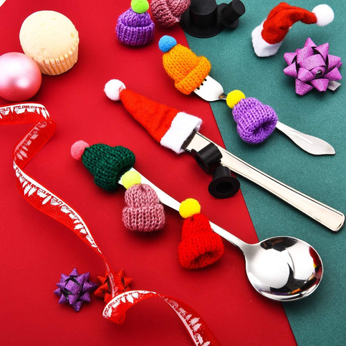 120 Pieces Mini Christmas Knit Hat Mini Red Santa Hat Xmas B