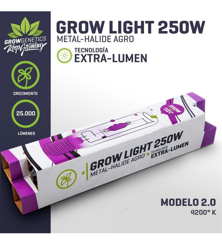 Ampolleta Haluro Metal 250w Extra Lumen - Grow Genetics