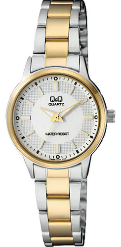 Reloj Q&q Qyq Q969j401y Casual Acero Mujer Dama + Estuche Color De La Correa Bicolor