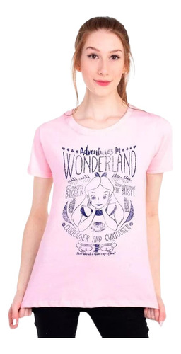 Camiseta Baby Look Alice No País Das Maravilhas Tag Disney