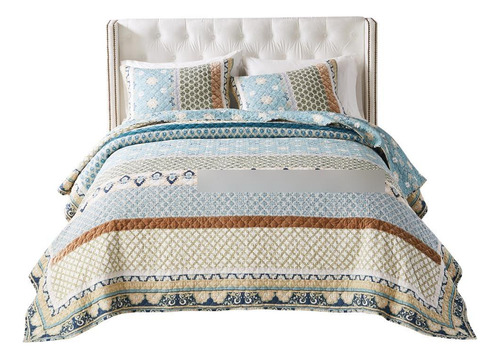 Juego De Cama Acolchada 2 Piezas Individual Xl Azul