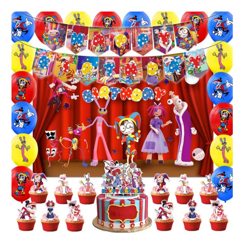 Globos Cumpleaños De Asombroso Circo Digital Lona 