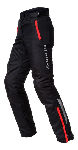 Pantalon Moto Cordura Mujer Ls2 Chart Negro Rojo Proteccion