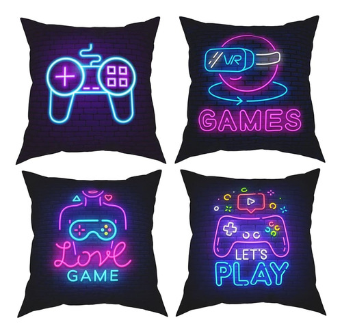 Zfyipok Gamer Throw Pillow Case, 18x18 Pillow Cover Set De 4