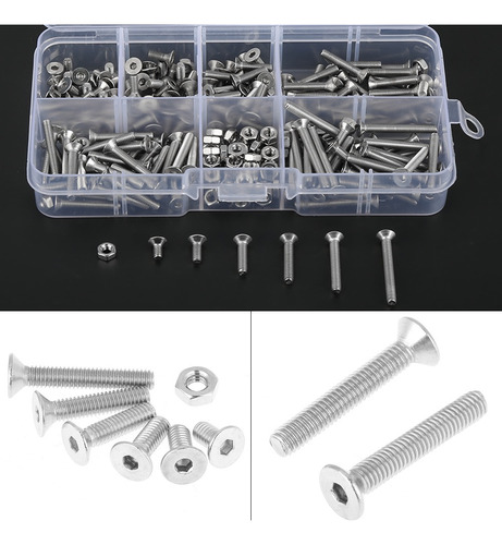 Juego Tornillos M3 Inoxidable 260pzs Cabeza Plana Allen
