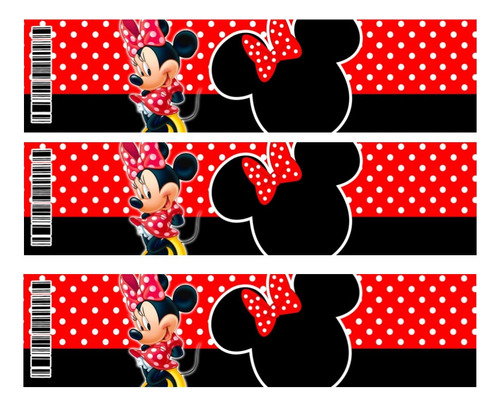 A3 Kit Imprimible Cumpleaños Minnie Mouse Negro Con Rojo 