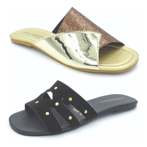 Imagen 1 de 8 de Sandalias Mujer Flat Felipe Rentería Kit 2 Pares - Duopack