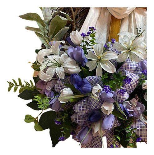 Corona De Cruz De Pascua Hecha A Mano Para Puerta