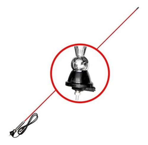 Antena Patrullera 2m Base B Roja Safari Jba-404-1 2m Rd 