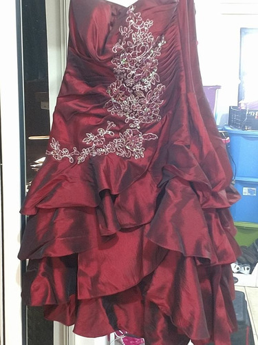 Vestido Fiesta Vino Talla Chica Excelentes Condiciones