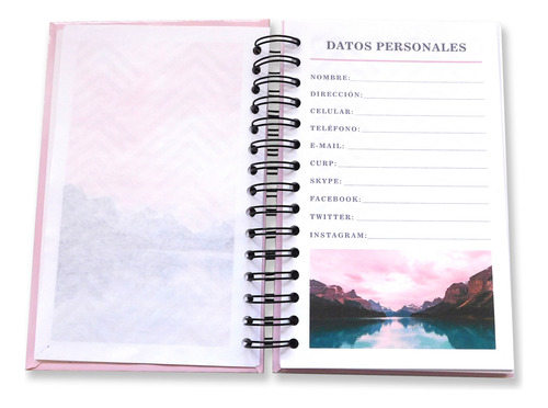 Libreta Media Carta Paisaje Rosa Elaborado A Mano