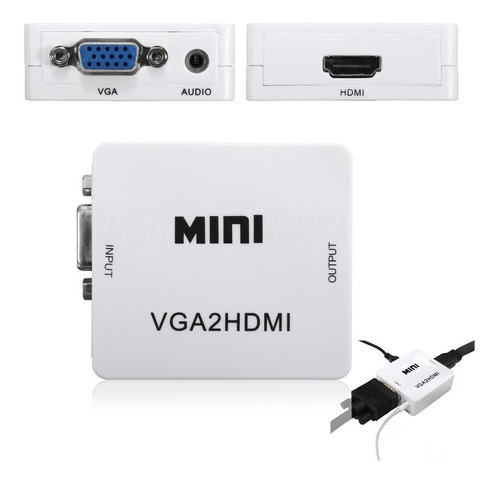 Conversor  Vga A Hdmi Con Audio Analógico A Digital Full Hd 