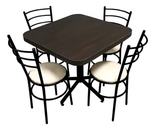 Mesa Con Sillas Para Restaurante Bar Cocina Lounge Cafetería Color Choco/hueso