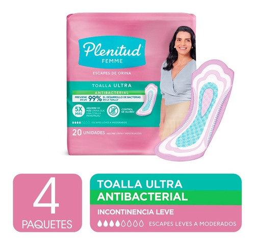 Imagen 2 de 3 de Plenitud Toalla Ultra Femme X 20 Unidades Pack X 4