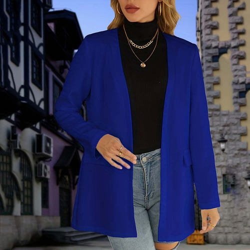 Abrigo De Moda Para Mujer, Suave Y Liso, Cuello Vuelto