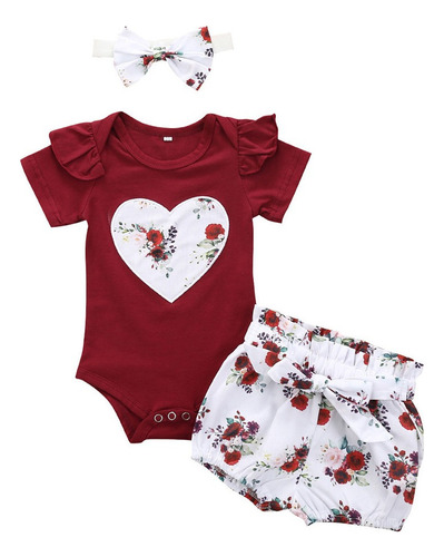 Juego De 3 Piezas De Ropa Infantil Bebé Niña Mono Floral Jum