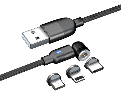 Cable Carga Usb Magnetico 3 1 Usb-c Android Lightning Unidad