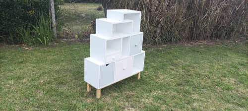 Repisa Estantería Cajones Mdf Melaminico Base De Madera