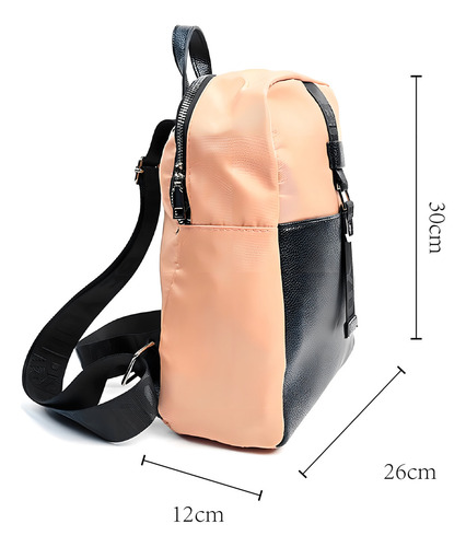 Mochila Canva Casey em nylon e couro PU cor bege