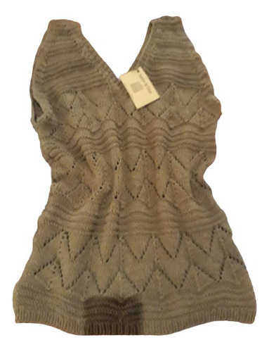 Remera Hilo Tejida A Mano Cuello V Con Calados (tlc74)