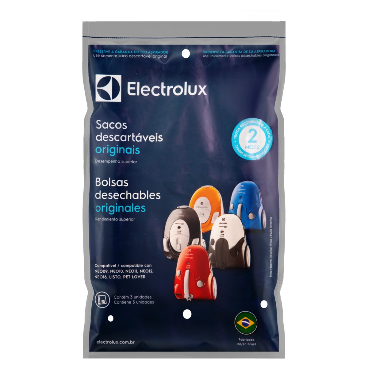 Saco para Aspirador de Pó Descartável Electrolux 3 Unidades