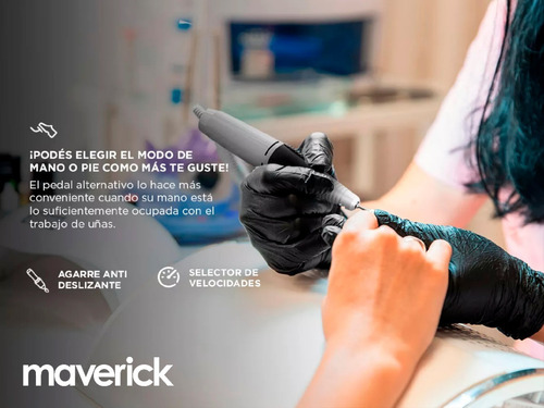 Imagen 4 de 10 de Torno Manicura Profesional Uñas Esculpidas + Pedal Maverick
