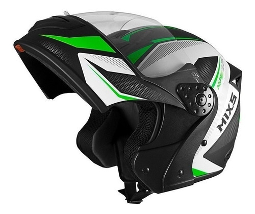 Imagem 3 de 4 de Capacete para moto escamoteável Mixs Gladiator verde neo fosco tamanho 56