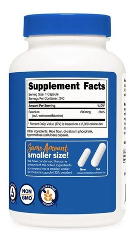 Original Nutricost Selenio Selenium 200mcg, 240 Cap
