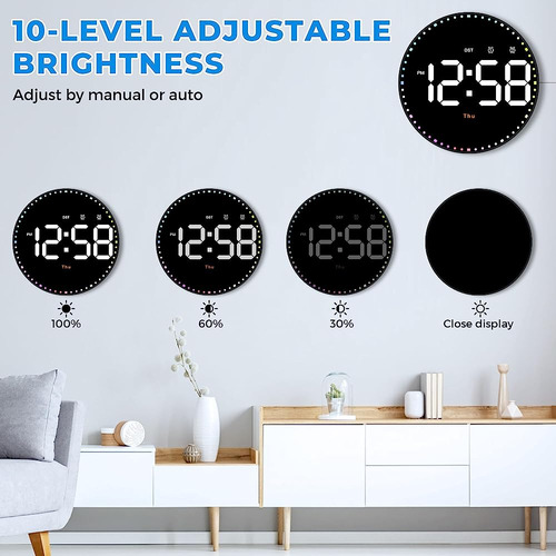Reloj De Pared Digital, 10 Led Reloj Digital Gran Pantalla