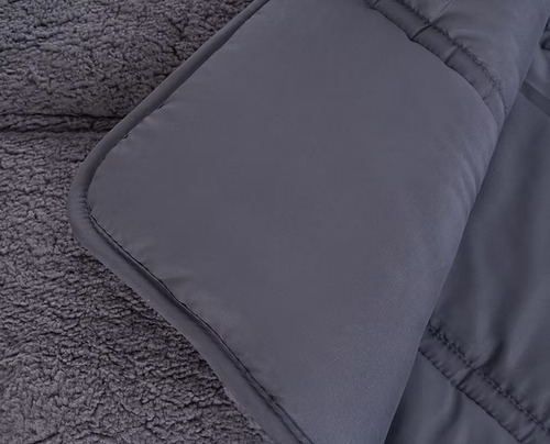 Acolchado Corderito Davos 220x240 2 1/2 Queen Kavanagh Gris Oscuro Lisa