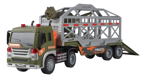 Camion Trailer Transporta Dinosaurio T-rex Luz Sonidos 41 Cm