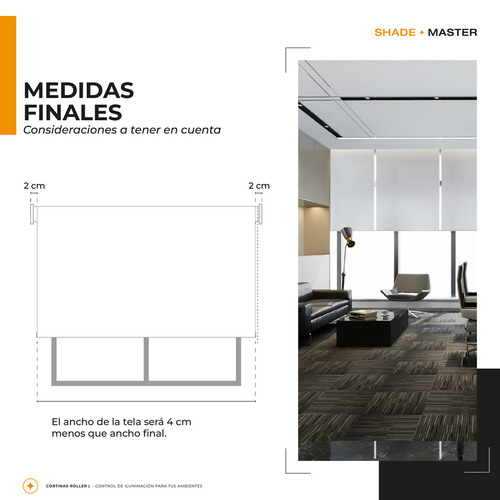 Cortina roller Shade Master Blackout CORT0014 de 140cm x 140cm liso color blanco - unidad por 1