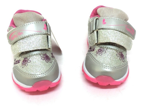 Tênis Infantil Feminino Meninas Glitter Prateado Rosa Casual