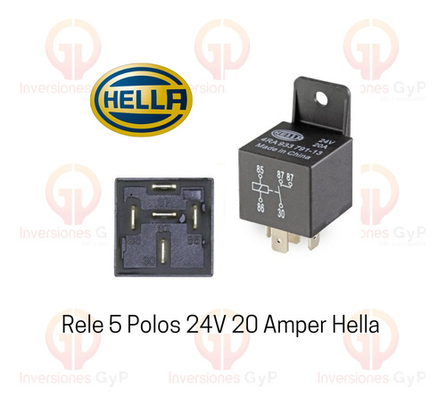 Rele (relay) 5 Polos 24v 20 Amper Hella