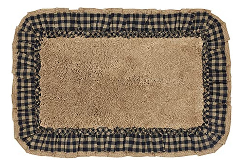 Burlap Check Bath Mat, Natural And Black, 20x30