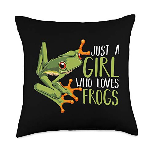 Almohada Decorativa  Just Girl Who Loves Frogs  Amantes...