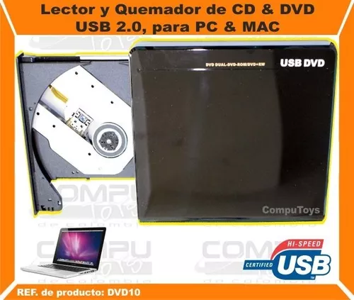 Lector Dvd Y Quemador Cd Externo Usb Ref Dvd10 Computoys Sas