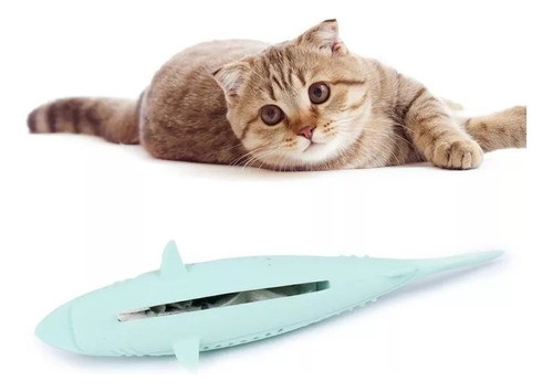 Juguete Para Gatos Forma De Tiburón Rellenable Color Azul **