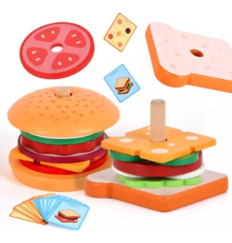 Juego Montessori Apilar Hamburguesa Y Sándwich 