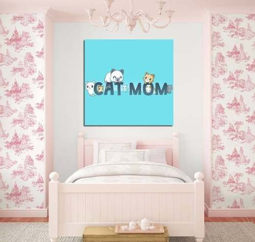 Cuadro 60x60cm Cat Mom Mama Gatos Michis Gatitos Kitten Amor