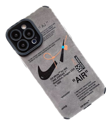 Carcasa De Alcantara Gris Diseño Nike Para iPhone 14