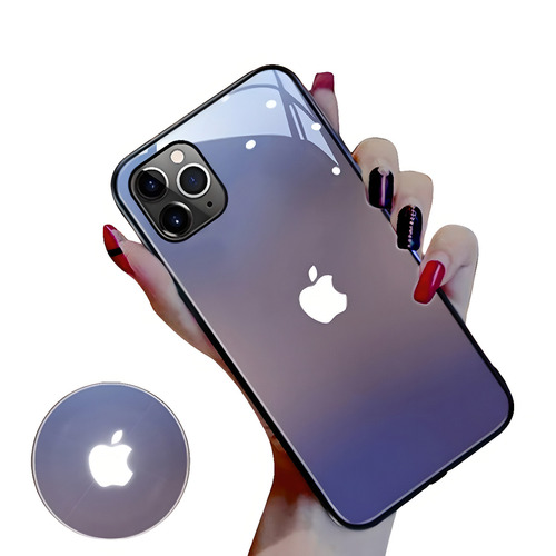 Funda Para iPhone 14 Pro, Diseño de espejo degradado, Luminosa, Color Negro