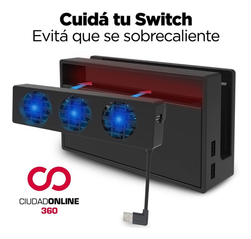 Imagen 3 de 10 de Cooler Ventilador Accesorio Nintendo Switch Para Refrigerar Tu Consola De Juegos