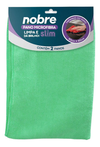 Pano De Microfibra 60x80cm Pacote 2 Unid. Verde Slim - Nobre