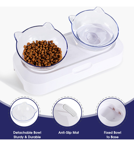 Cuenco Transparente Para Gatos Doble Y Ajustable En Plástico