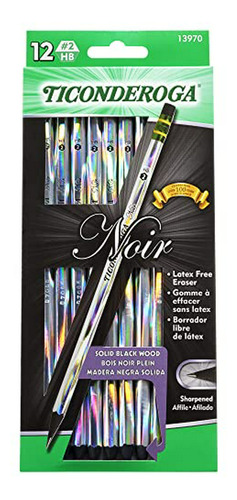 Lápices Ticonderoga Negro, Holográficos, 12 Uds.