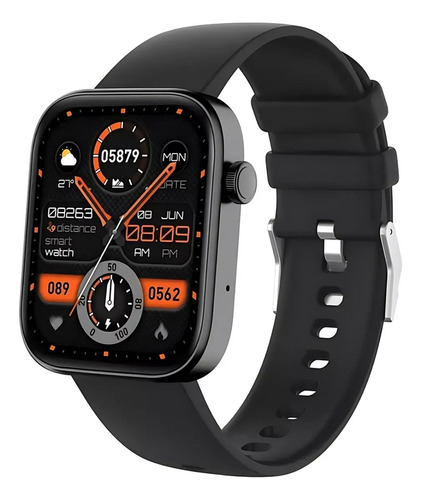 Reloj inteligente Colmi P71 con pantalla de 1,9 pulgadas para Android/iOS, carcasa negra, pulsera negra, bisel negro, diseño de pulsera de malla